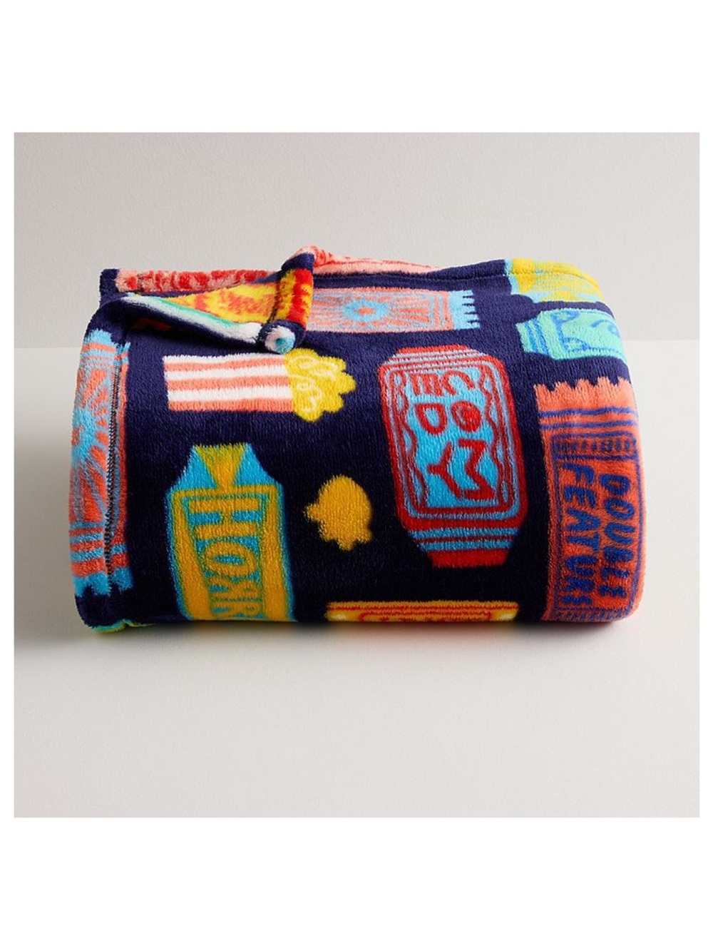 Plush Navy Snack Print Throw Blanket